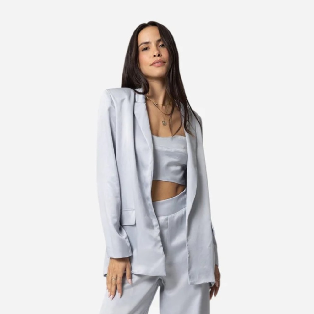 Stillwater silky blazer silver sz sm